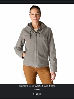 Carhartt Women's Hooded Duck Jacket - Light Gray